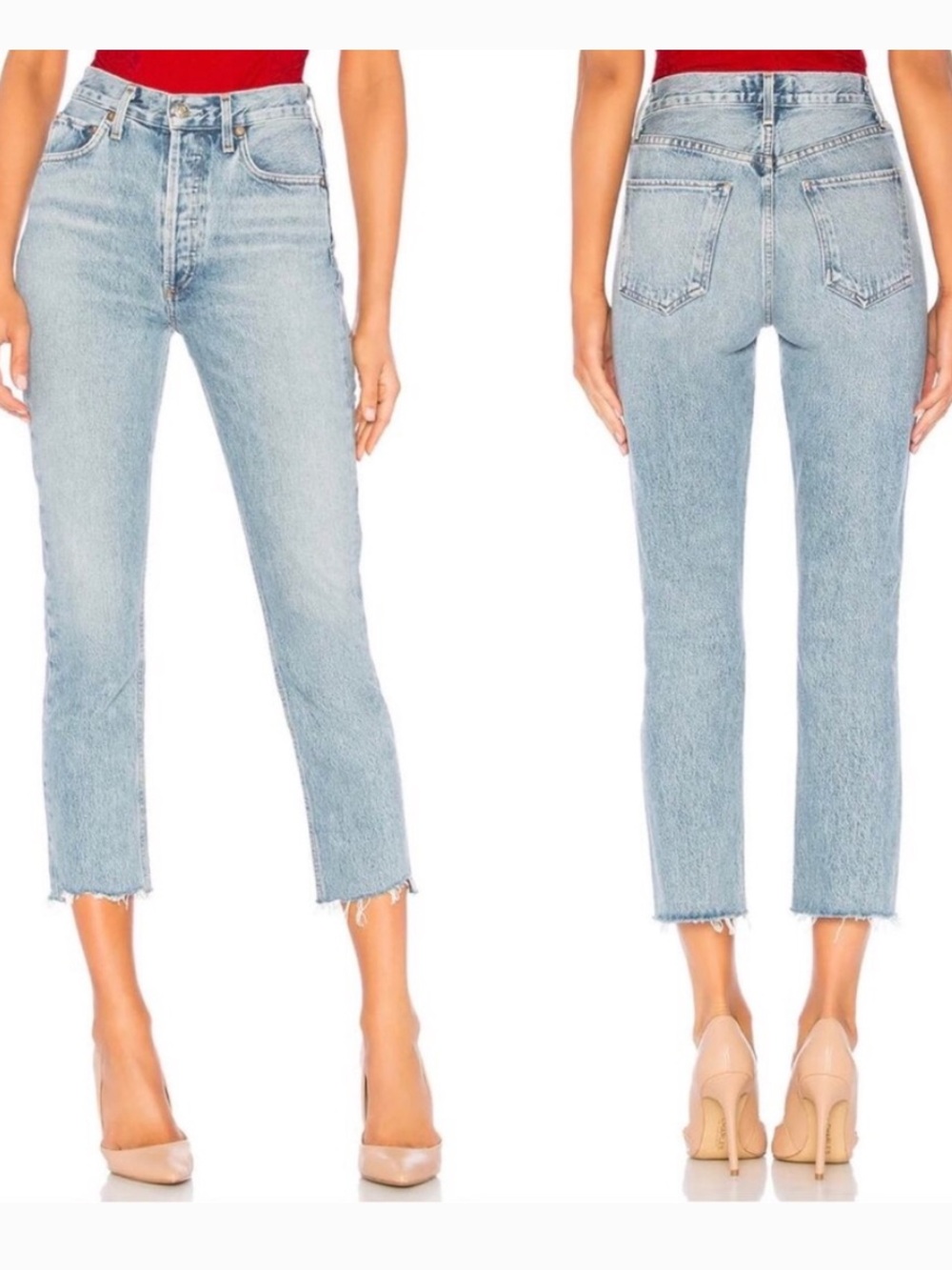AGOLDE Riley High Rise Straight Crop Jeans in Zephyr Wash